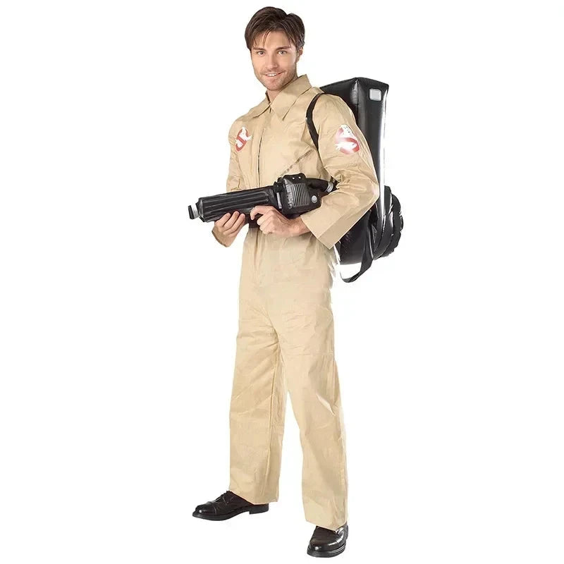 Halloween Ghostbusters Movie Inspired Costume Themed Cosplay Uniform Jumpsuit Outfit with Accessory Bag Ideal Adults Kids Good Vibrations