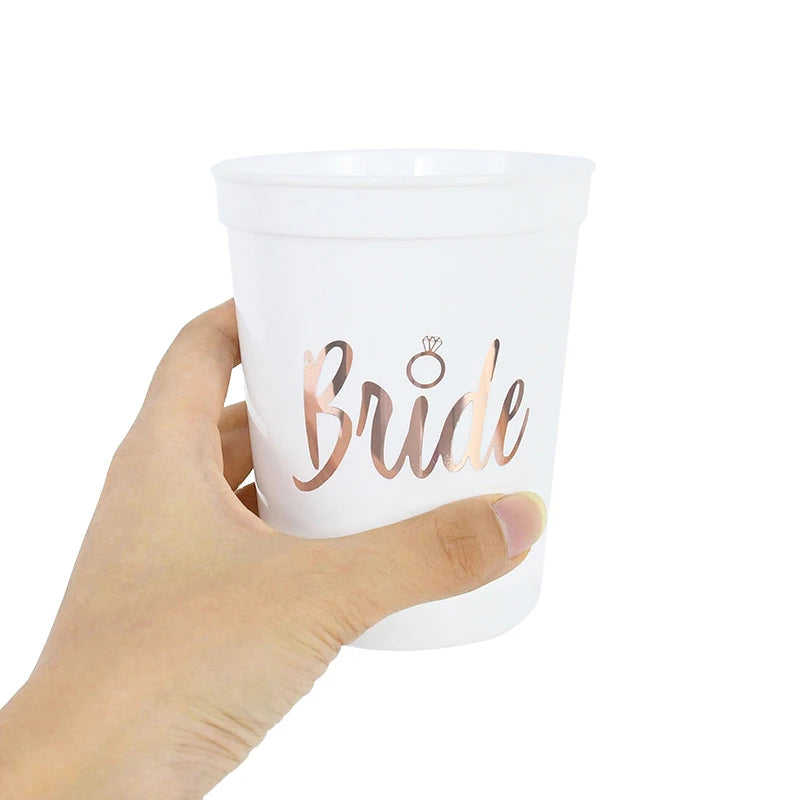 1Set Bachelorette Party Team Bride Plastic Drinking Cups Bridal Shower Gift Bride to be Hen Party Supplies Wedding Decorations Good Vibrations