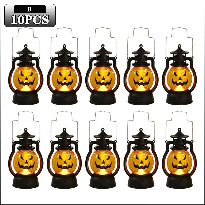 1-10PC Halloween Pumpkin Ghost Face Lamp Portable Skull Decoration Light for Bar Party Table Atmosphere Prop Halloween Decor Use Good Vibrations