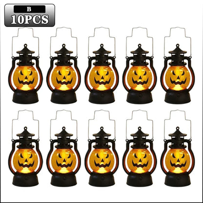 1-10PC Halloween Pumpkin Ghost Face Lamp Portable Skull Decoration Light for Bar Party Table Atmosphere Prop Halloween Decor Use Good Vibrations
