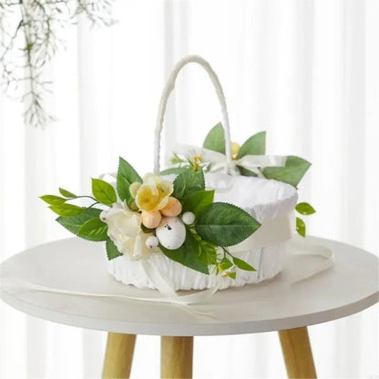 Natural Easter Theme Basket with Decorative Egg Flower For Couples And for Outdoor Activity Spring Event Good Vibrations