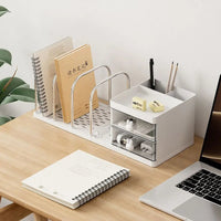 Six Grids Bookend Book Holder Save Space with Storage Box Desk Stand Bookshelf Durable Practical Books Storage Rack Good Vibrations