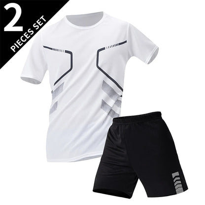 2/4/6 Pcs Plus Size Men's Quick-drying Short-sleeved Shorts Suit Men's Leisure Sports Running Fitness T-shirt Joker Shorts Teen Good Vibrations