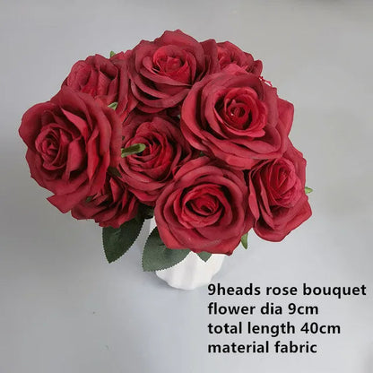 Wedding Decor Rose red wine red artificial rose flower row road guide Hydrangea flower silk flower dropshipping Good Vibrations