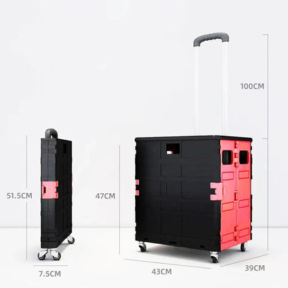 Lightweight Brushed Trolley Luggage Trolley Express Folding Shopping Cart for Climbing Stairs Home Hand Pull Good Vibrations