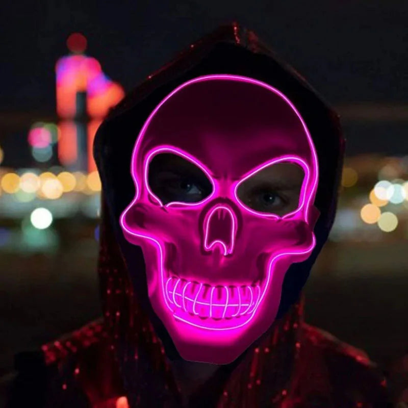 Halloween Horror Skull Mask LED Cold Light Mask LED Halloween Mask Cosplay Mask Halloween Party Decoration Luminous Skull Masks Good Vibrations