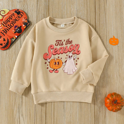 2022-08-30 Lioraitiin 0-5Years Toddler Baby Girl Boy Autumn Halloween Clothing Long Sleeve Cartoon Pumpkin Printed Sweatshirt Good Vibrations