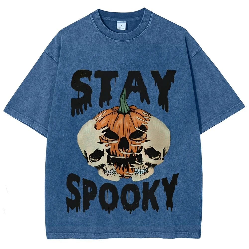 Neutral Style Retro Outfit T-Shirt Pure Cotton High Quality Pumpkin Letter Graphic Printing Fashion Trend Loose Short Sleeves Good Vibrations