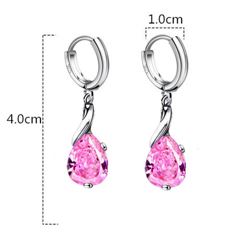 925 Sterling Silver New Woman Fashion Jewelry High Quality Blue Crystal Zircon Water Drop Mid-length Hot-selling Earrings Good Vibrations Adult Super Store