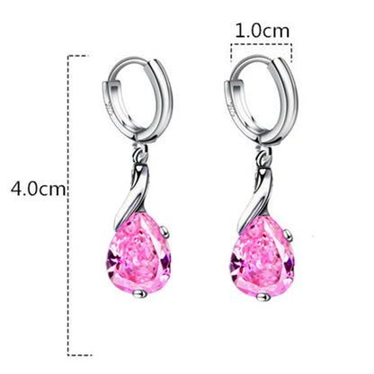 925 Sterling Silver New Woman Fashion Jewelry High Quality Blue Crystal Zircon Water Drop Mid-length Hot-selling Earrings Good Vibrations Adult Super Store