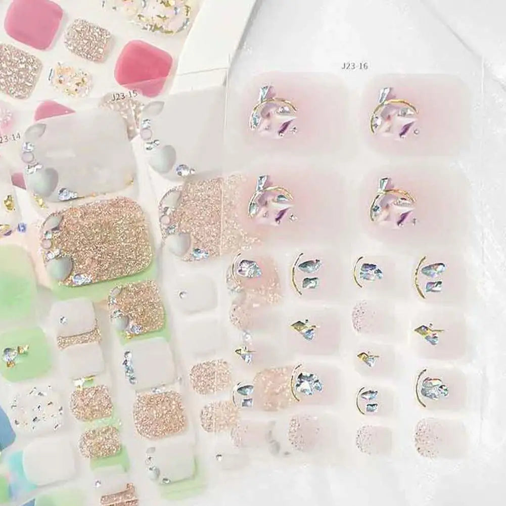 Nail Polish Film Toenail Stickers Solid Color Glitter Toe Nail Art Sticker DIY Waterproof Adhesive Nail Wraps Decals Decors Good Vibrations