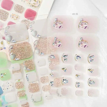 Nail Polish Film Toenail Stickers Solid Color Glitter Toe Nail Art Sticker DIY Waterproof Adhesive Nail Wraps Decals Decors Good Vibrations