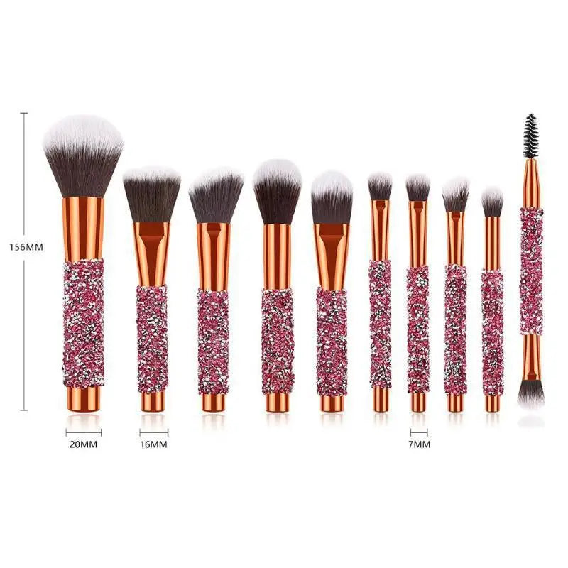 No Logo 10 diamond studded makeup brushes set new beauty tools wrap diamond with bag brush set Private Label Good Vibrations