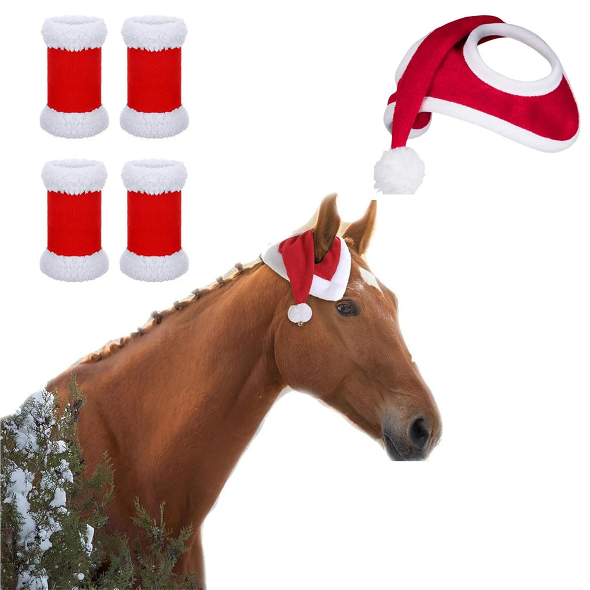 Horse Party Hat Xmas Horse Hat Holiday Cap Riding Race Equestrian Equipment Horse Christmas Hat Horse Santa Hat for Christmas Good Vibrations