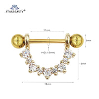1pc Austrian Import Crystal Golden Ball Nipple Piercing Mamilo, Sexy Nipple Ring Body Jewelry Unique Nipple Rings Jewelry Good Vibrations Adult Super Store