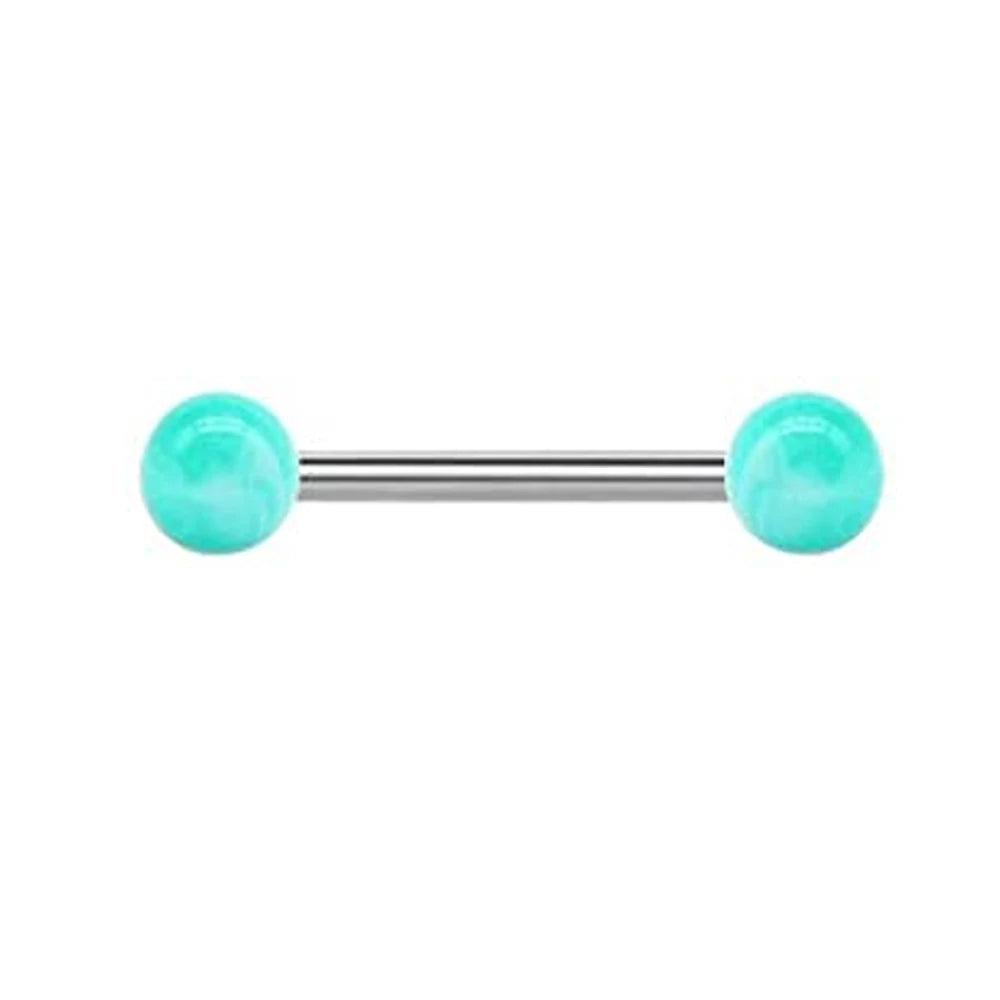 1PCS/4PCS Green Blue Acrylic Balls Tongue Barbell Splatter 316L Stainless Steel Bar Tongue Rings Piercing Good Vibrations
