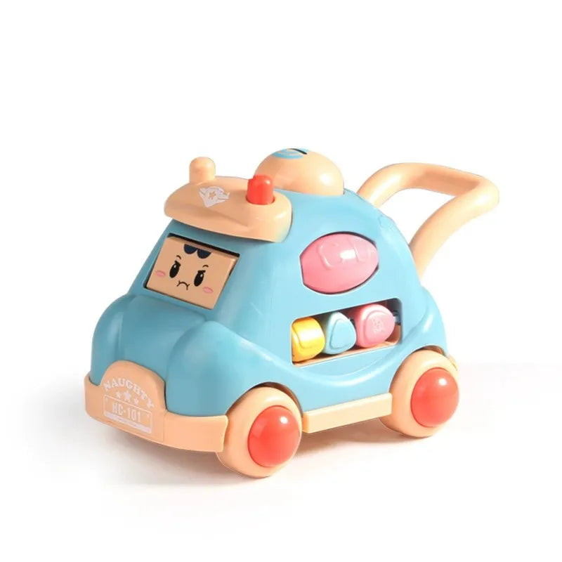 Kid Pull Along Toy Walking Trolley Musical Light Up Car Toy Crawling To Walking Learning Toys Cartoon Polyhedral Trolley Car Toy Good Vibrations