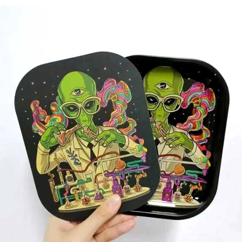 1Pc Rolling Tray Tobacco Cigarette Paper Accessories Trays Magnetic Lid Smoking Grinder Storage Metal Plate 18x14CM Good Vibrations Adult Super Store