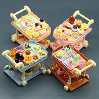 Cute Doll House Decoration Toy 1:12 Mini Trolley Dining Cart Dollhouse Storage Shelf Kitchen Model Ornaments Furniture Accessory Good Vibrations
