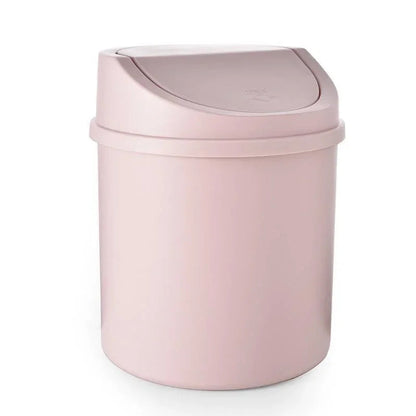 Mini Desktop Bin Small Trash Can Tube with Cover Bedroom Trash Can Garbage Can Clean Workspace Storage Box Home Desk Good Vibrations