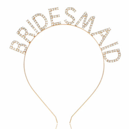 Bridesmaid Hair Accessories Rhinestone Headband Maid Of Honour Crystal Hairbands Team Bride Wedding Shower Party Jewelry Good Vibrations