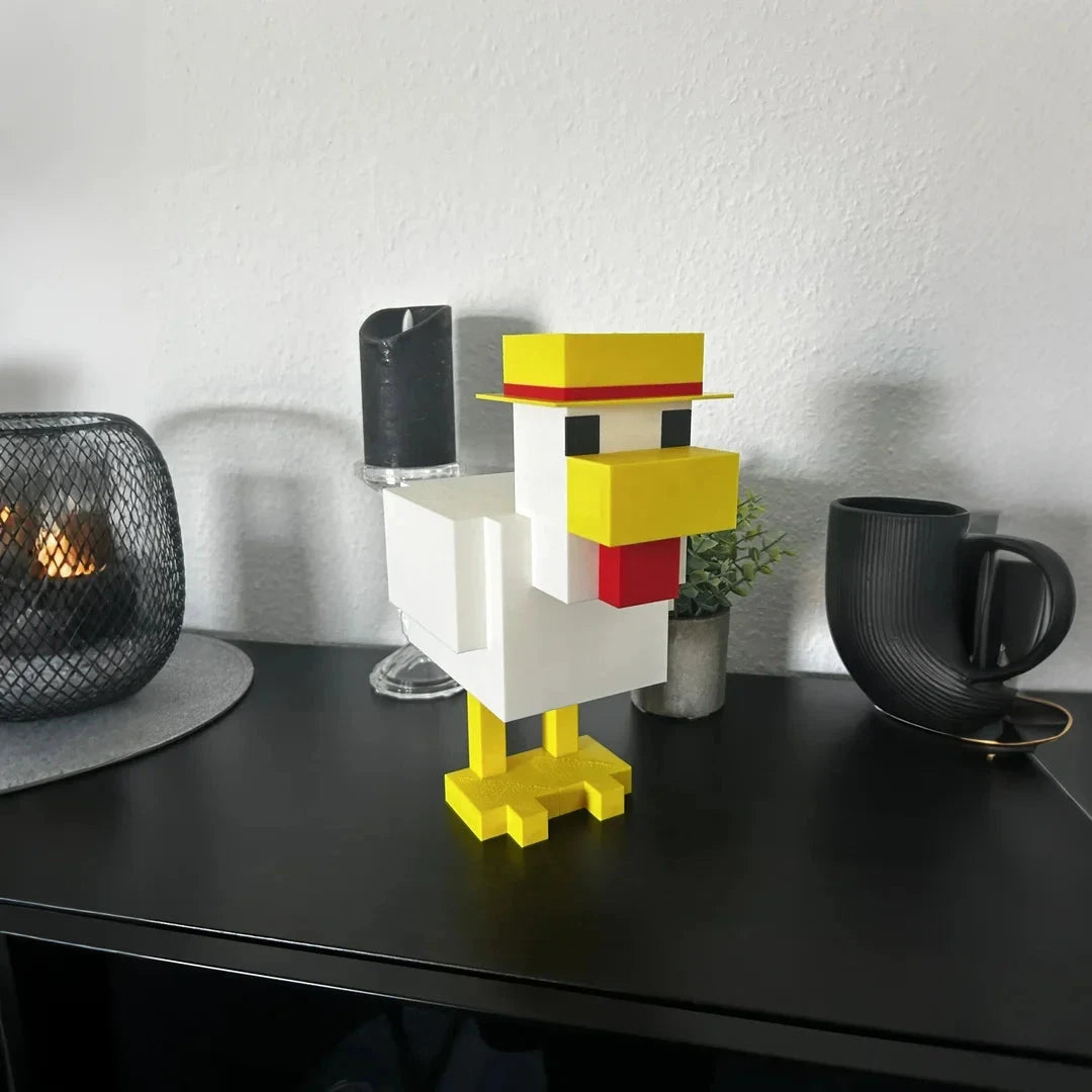 Charming and cute pixel chicken statue - artistically crafted animal decoration suitable for homes and offices Good Vibrations
