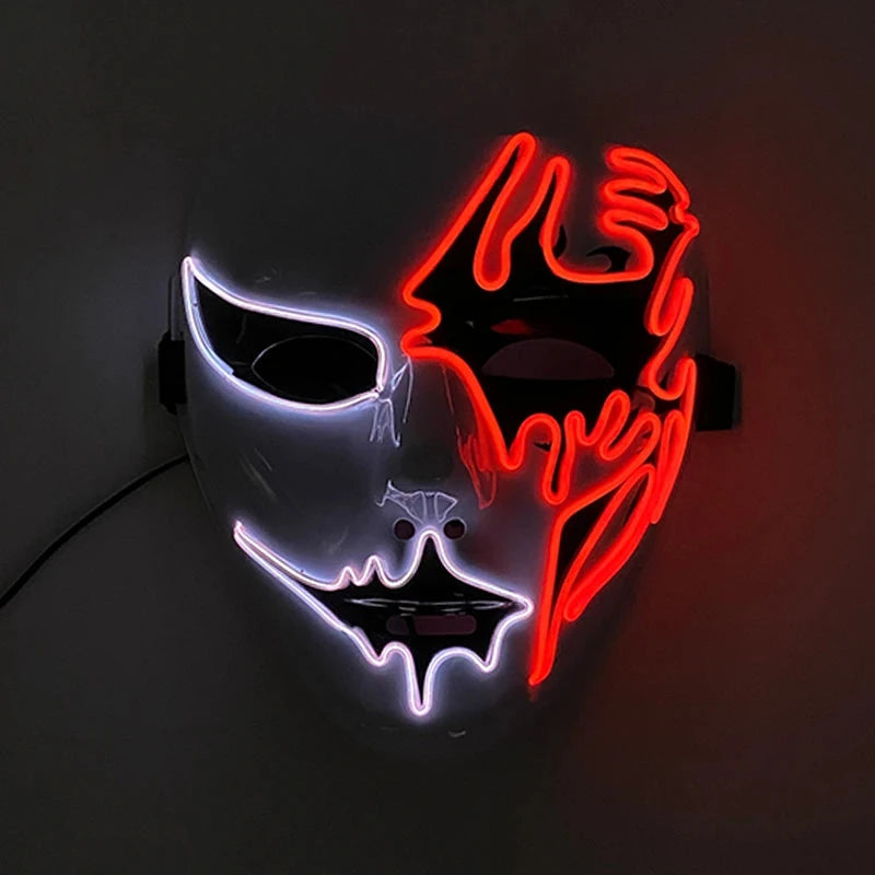 Halloween Carnival Party Costume Decoration Luminous LED Mask Halloween Mask LED Maske Light Up Party Masks for Glow Party Good Vibrations