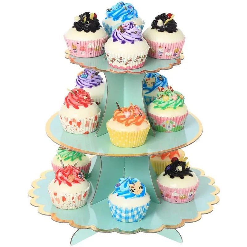 3-Layer Cake Stand Afternoon Tea Wedding Plate Party Tableware Disposable Birthday Tower Suitable for Wedding Good Vibrations