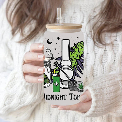 UV DTF Weed Cannibas Leaf Plants Valentine's Day For 16oz Libbey Glass Can Wrap  D15414 Good Vibrations Adult Super Store