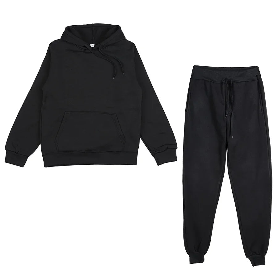 Men's Autumn and Winter New Solid Color Hoodie+pants Two-piece Set Fashionable Casual Sports Set Size S-3XL Good Vibrations