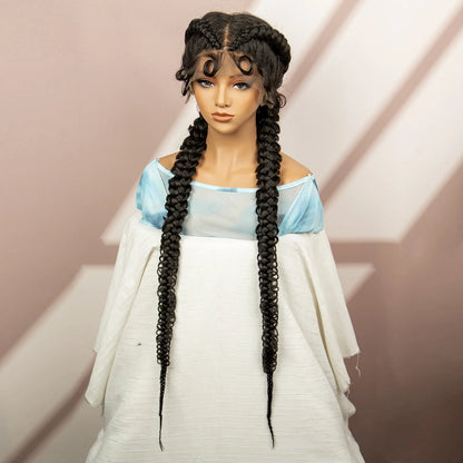 Synthetic Goddess Braided Wigs Cornrow Braided Wigs with Baby Hair Braids Wigs for Women Daily Use Knotless Wigs Good Vibrations
