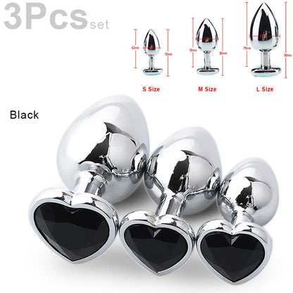 SM 3Pcs/Set Adult Erotic Masturbation Goods Heart Shape Anal Plug Dilator Prostate Massager Fetish Gay Role Play Butt Stimulator GOOD Vibrations