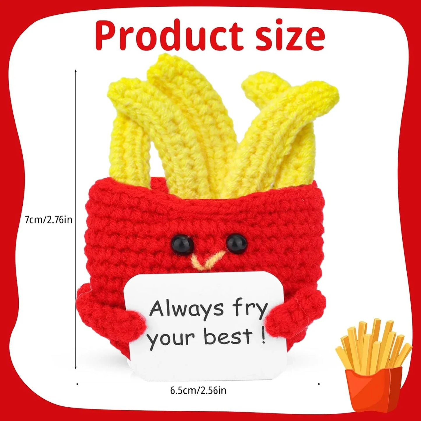 Positive Energy Pocket Hug Crochet Doll, Mini Handmade Knitted Plush Potato Turtle Vegetable Duck Funny Support Gift with Card Good Vibrations