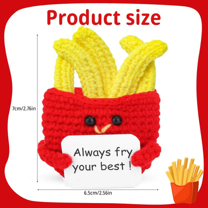 Positive Energy Pocket Hug Crochet Doll, Mini Handmade Knitted Plush Potato Turtle Vegetable Duck Funny Support Gift with Card Good Vibrations