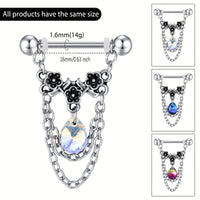 1pair Stainless Steel Nipple Rings, Nipple Barbell With Chain CZ, Nipple Piercing Jewelry Good Vibrations Adult Super Store