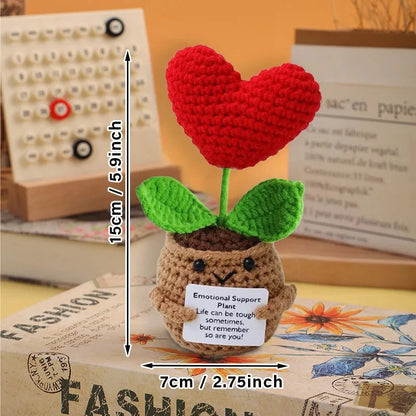 Positive Energy Duck Doll Hug Pocket Mini Handmade Plush Wool Knitting Dolls Funny Emotional Support Crochet Gift for Birthday Good Vibrations