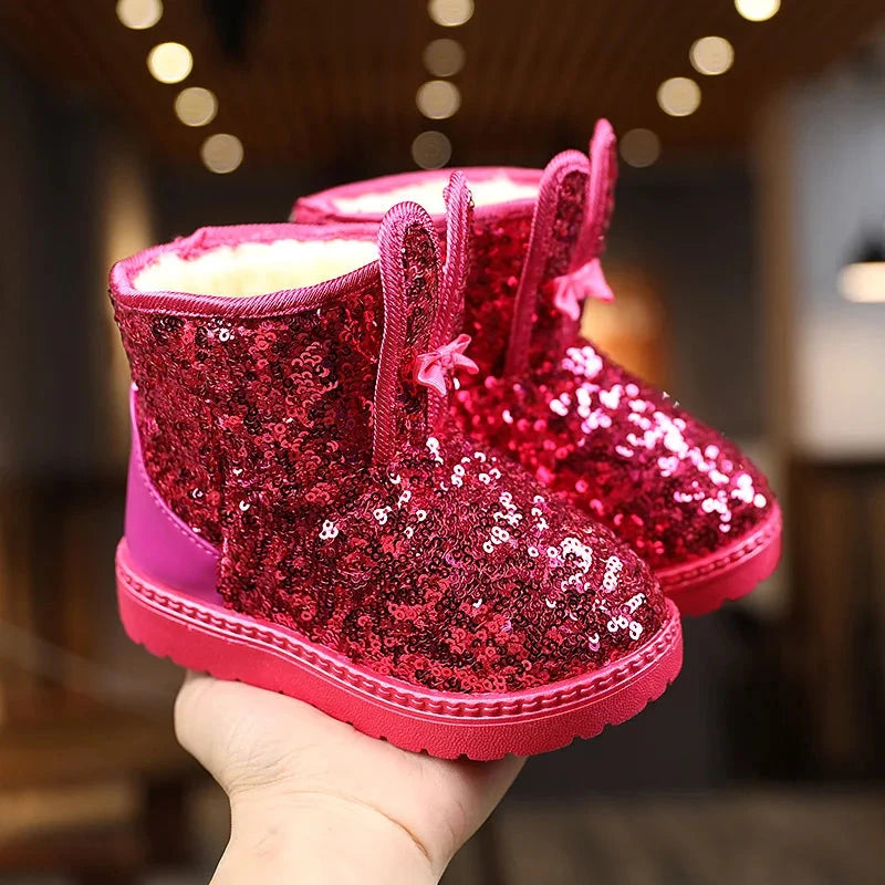 New Winter Children's Girls Snow Boots Cute Baby Girls Boots Thick Anti-proof Warm Fashion Ankle Furry Outdoor Kids Snow Boots Good Vibrations
