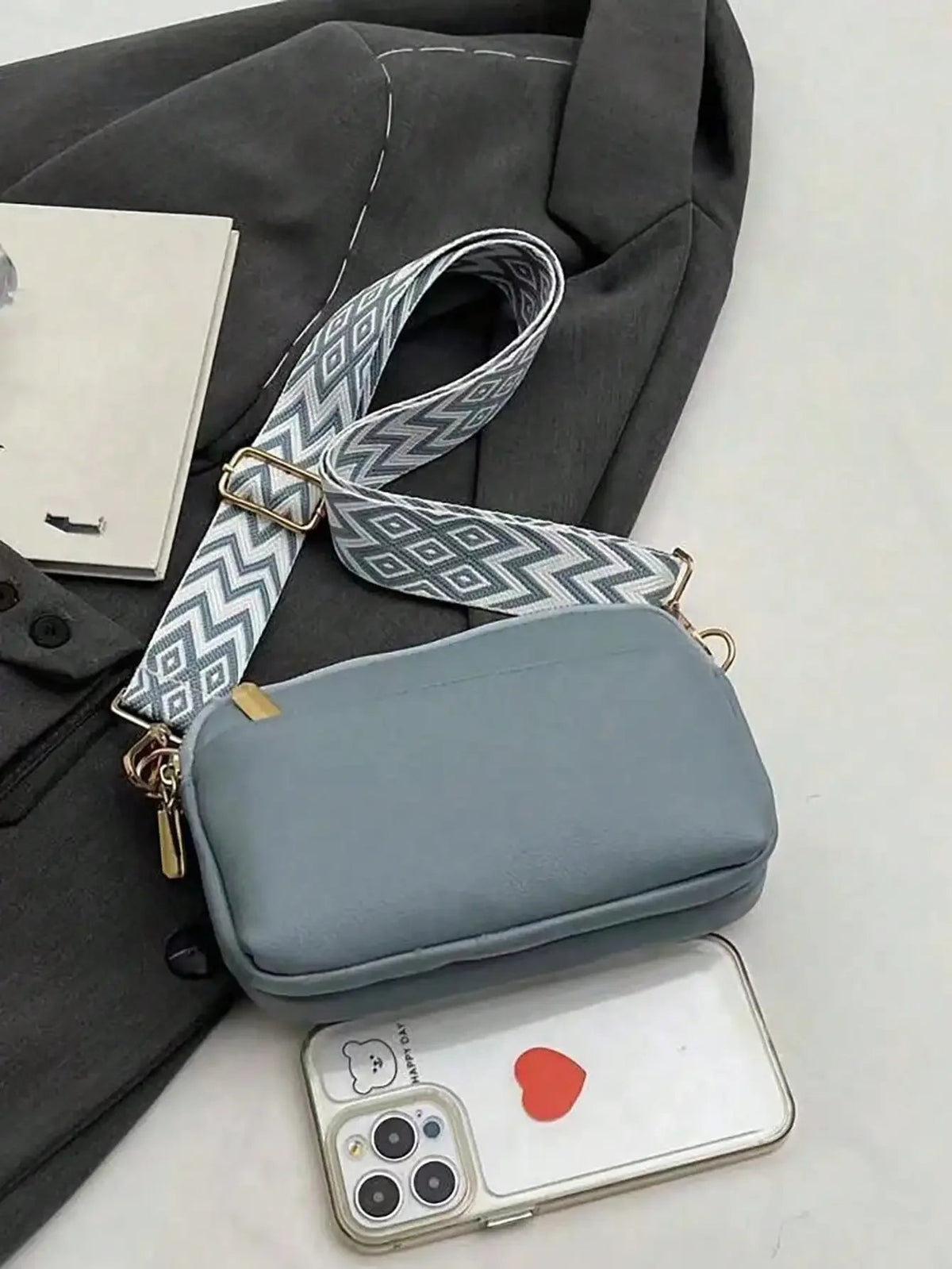 Motorcycle Simple Solid Color Crossbody Bag Shoulder Bag, Women Casual Handbag,Fashionable PU with Phon E Wallet Good Vibrations