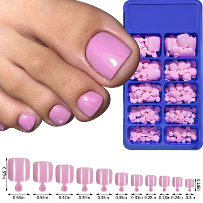 100pcs Fake Toenail Natural White Press On Toe Foot Full Cover Square Nails Art Tips Artificial Acrylic False Nail Manicure Tool Good Vibrations