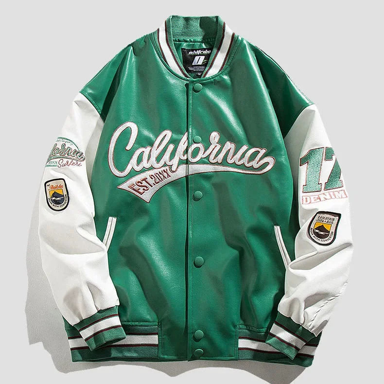 Street Popular Letter Flocking Embroidered Jacket And Coat Men 2023 New Y2K Harajuku Hip Hop Spliced Motorcycle Baseball Uniform Good Vibrations