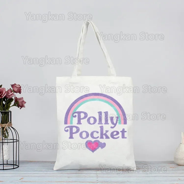 Polly Pocket Print Reusable Shopping Bag Bolsas De Tela Grocery Shopper Shopping Jute Bag Cotton Bag Jute Sacola Reciclaje Good Vibrations