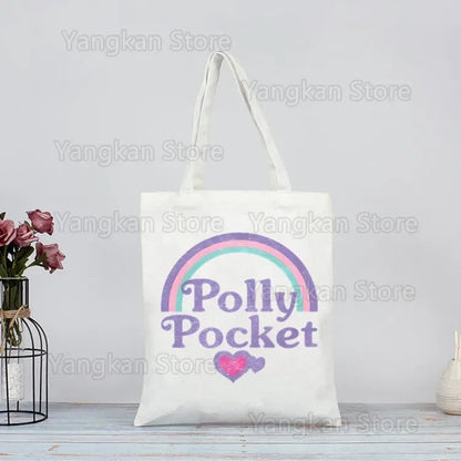 Polly Pocket Print Reusable Shopping Bag Bolsas De Tela Grocery Shopper Shopping Jute Bag Cotton Bag Jute Sacola Reciclaje Good Vibrations