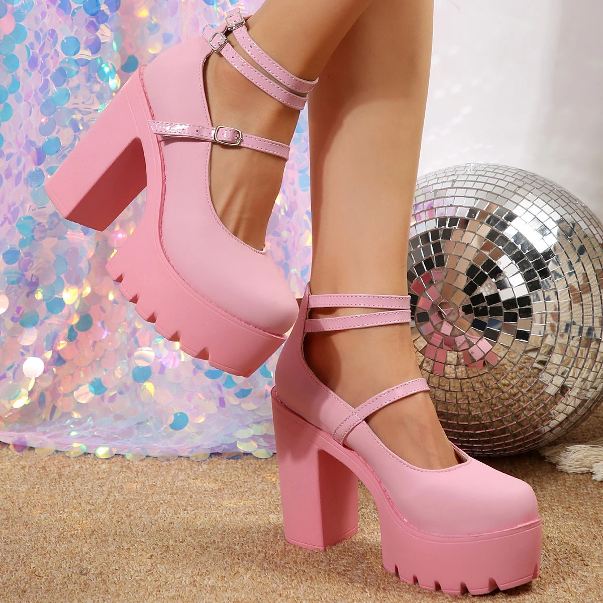 High Heels Women Mary Janes Shoes Woman Platform Fashion Sandals Women Summer New Dress Lolita Shoes Chunky Pumps Zapatos Mujer Good Vibrations