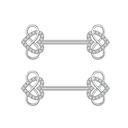 2pcs Both Sides Screwed Heart Nipple Ring for Women Girls 14G Stainless Blue Pink Zircon Sexy Nipple piercing nombril Nipple Bar Good Vibrations