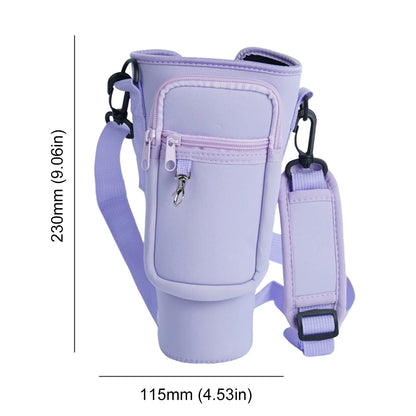 Portable Water Bottle Carrier Bag with Phone Pocket for Stanley 40oz Tumbler with Handle Neoprene Water Bottle Holder Pouch Good Vibrations