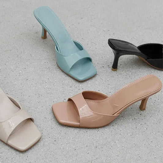 Women High Heel Sandals Summer New Fashion Square Toe Open Toe Women Elegant Casual Comfortable Black High Heel Sandals Good Vibrations