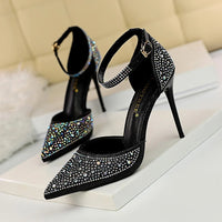 Rhinestone Women Pumps Sexy Stiletto Women High Heels Pointed Toe Women Heels Pumps Women Shoes Party Wedding Shoes Scarpe Donna Good Vibrations