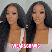 Wear And Go Glueless Wigs Human Hair For Women Kinky Straight Lace Front Wig Pre Cut Lace Beginner Friendly 4x4 Lace Wig Natural Good Vibrations