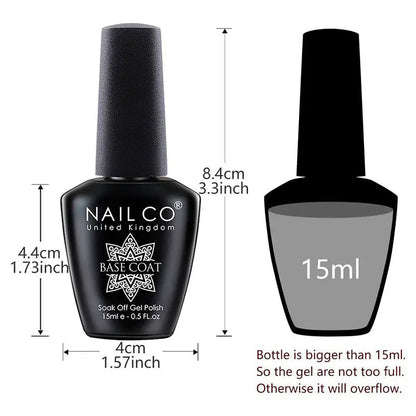 NAILCO 15ml Top Coat Base Coat Gel Nail Primer Gel Remover Nail Art Semi Permanent Lacquer Varnish Hybrid Nail Supplies Good Vibrations
