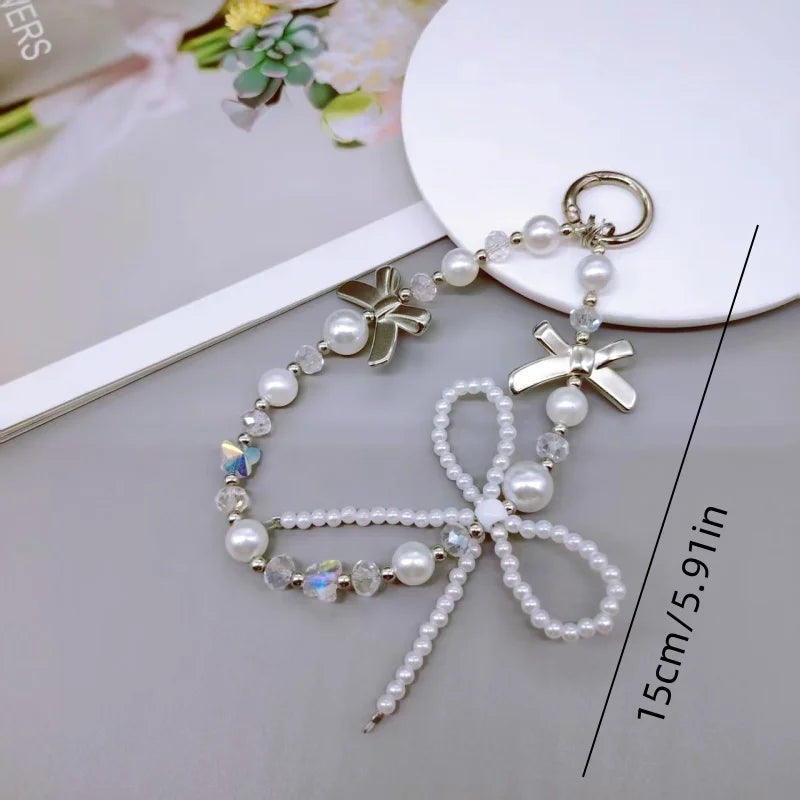 Holiday party gifts for family and friends, pearls, bows, bead chains, bags, keychains, phone cases, pendants Good Vibrations